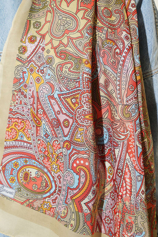 Châle à motif cachemire vert henné