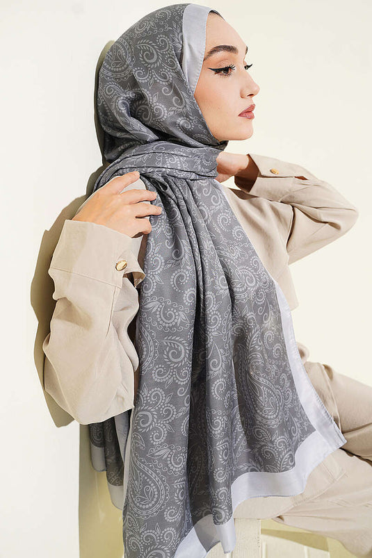 Paisley Motifli Soft Şal Füme