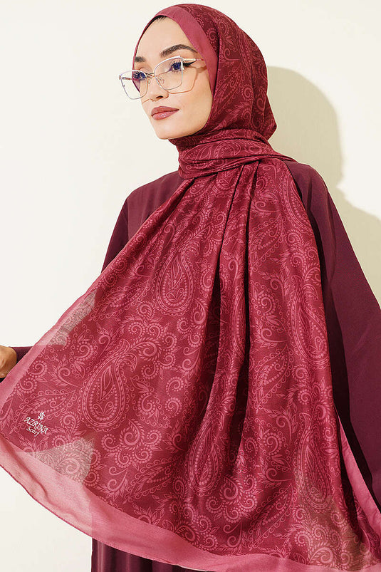 Paisley Motifli Soft Şal Gül Kurusu
