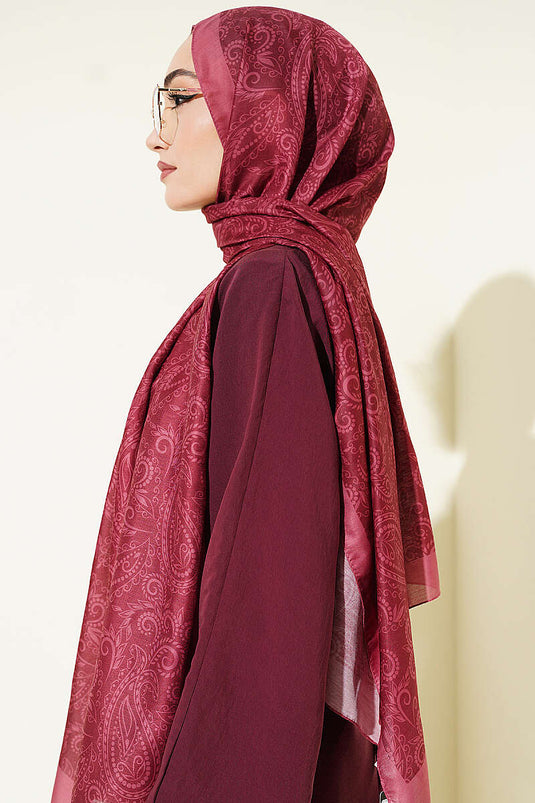 Paisley Motifli Soft Şal Gül Kurusu