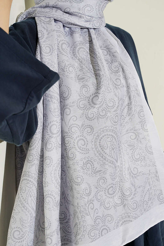 Paisley Motifli Soft Şal Gümüş