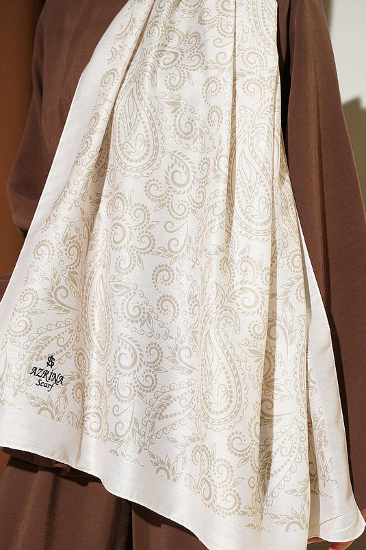 Paisley Motifli Soft Şal Krem