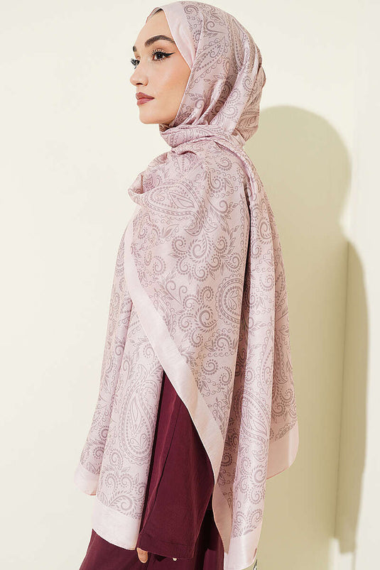 Paisley Motifli Soft Şal Pudra