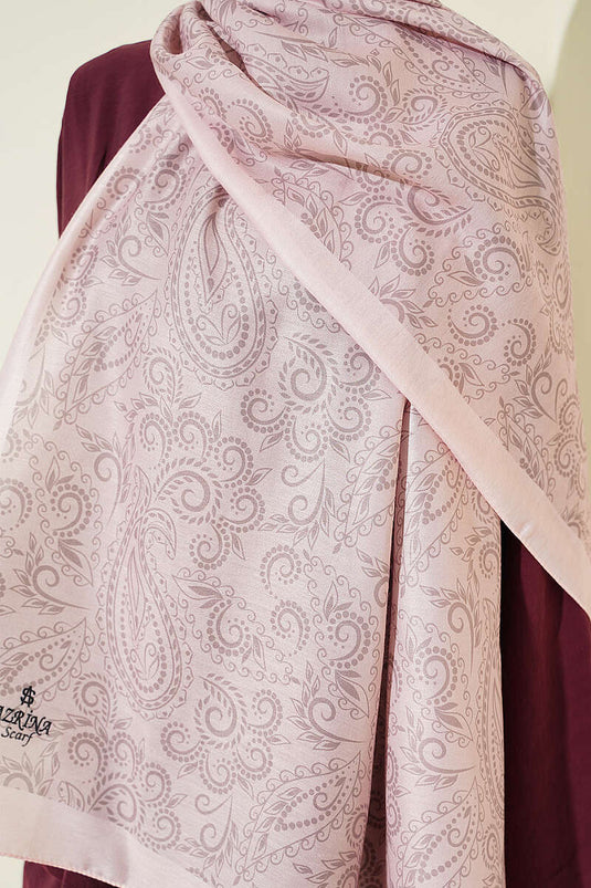 Paisley Motifli Soft Şal Pudra