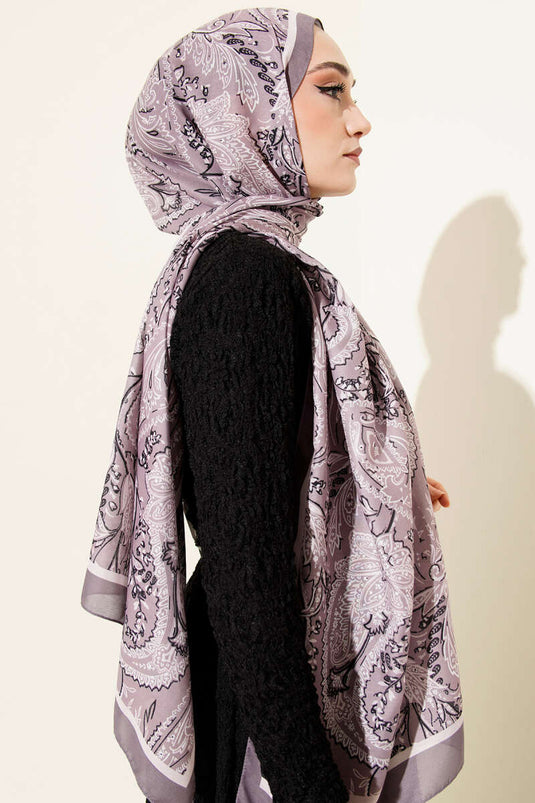 Soft Shawl with Paisley Motif, Stone Gray