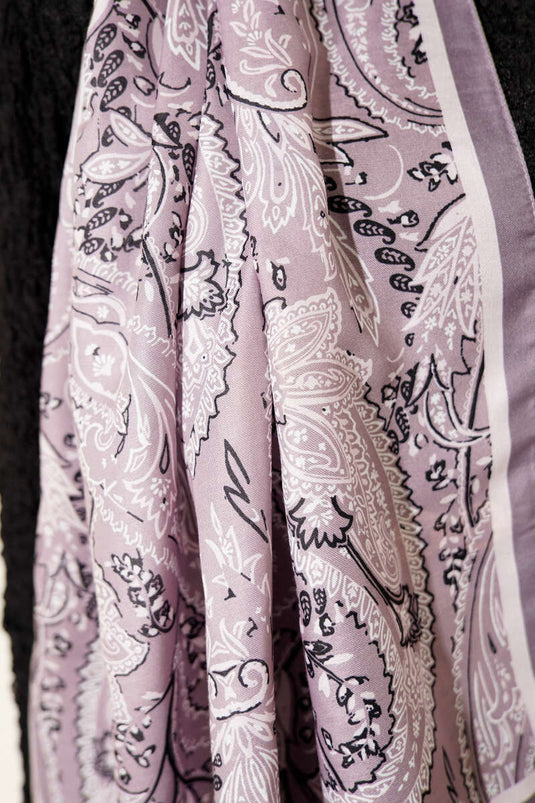 Soft Shawl with Paisley Motif, Stone Gray