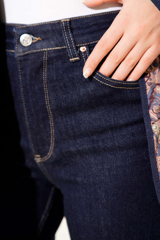 Jean Palazzo à jambes coupées et détails bleu marine