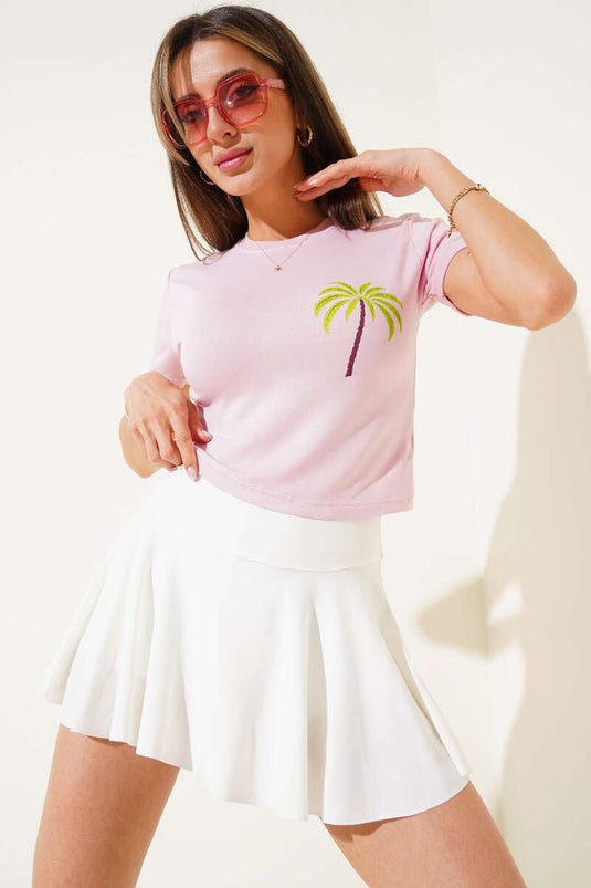 Palm Printed Crop Powder