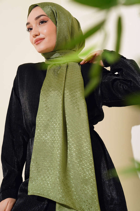 شال قطن جاكار بنمط أخضر