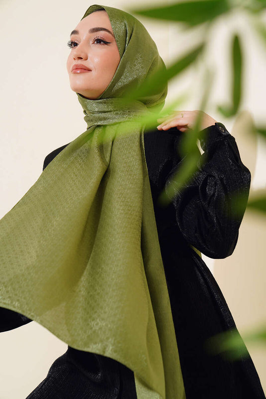 شال قطن جاكار بنمط أخضر