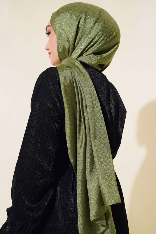 شال قطن جاكار بنمط أخضر