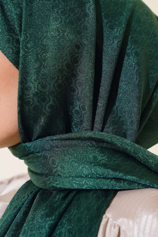 Emerald Jacquard Pattern Shawl