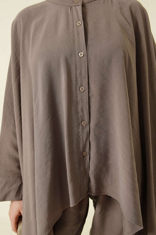 طقم بنطلون واسع من التنسل مزدوج بلون فيزون