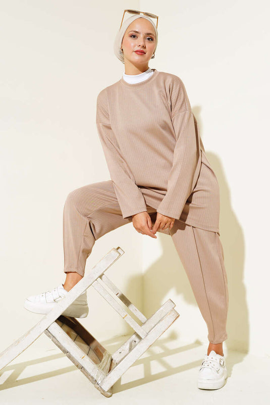 Loose Fit Two-Piece Set with Pants Latte