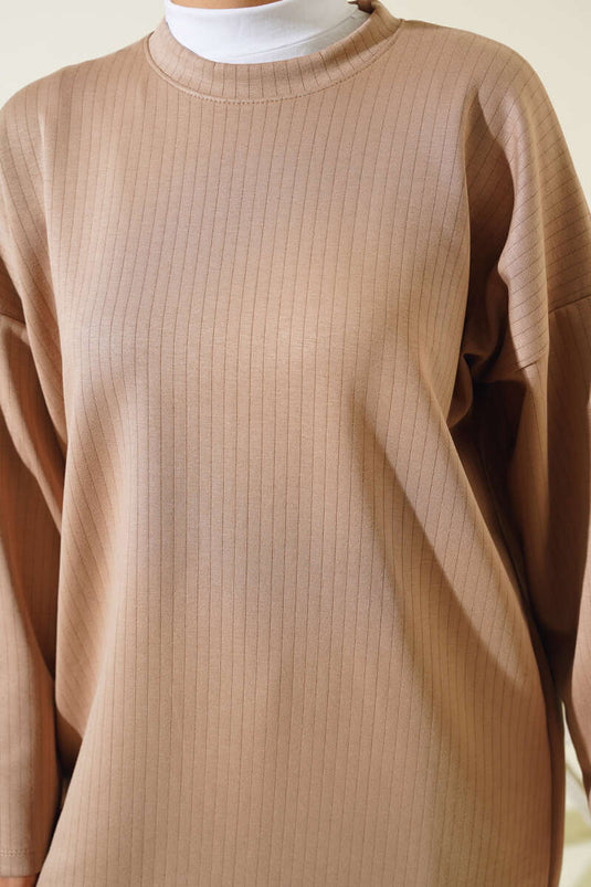 Pantolonu Çımalı Salaş İkili Takım Latte