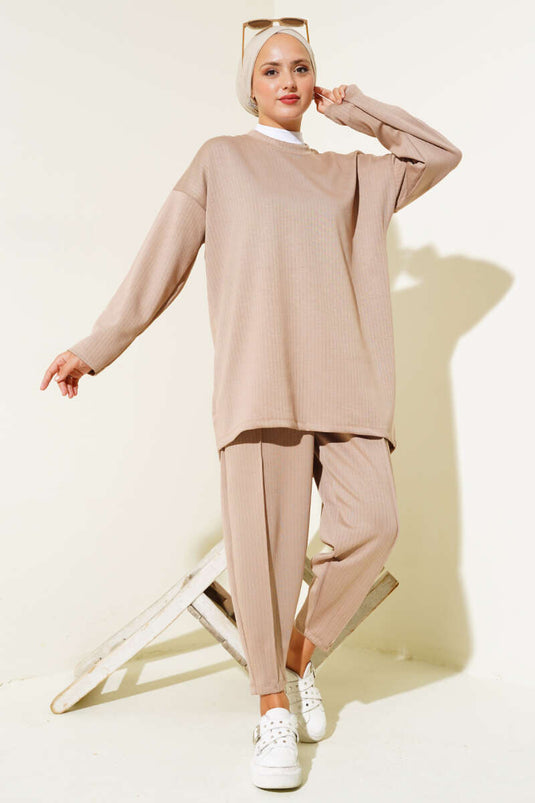 Loose Fit Two-Piece Set with Pants Latte