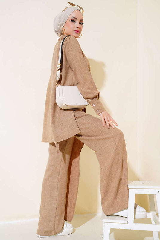 Pants with Cover Two-Piece Set Latte