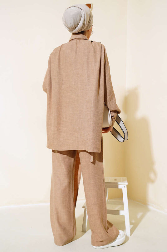 Costume double avec pantalon à rabat Latte