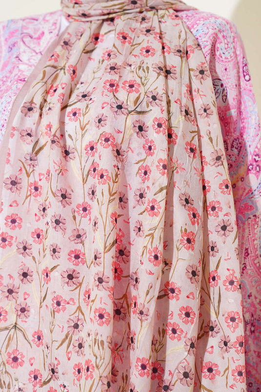 شال من الخيزران بنقشة زهور الأقحوان، لون لاتيه