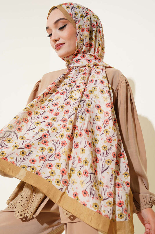 Bambus-Schal mit Gänseblümchenmuster, olivgrün