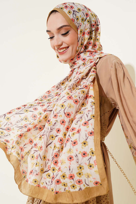 Bambus-Schal mit Gänseblümchenmuster, olivgrün