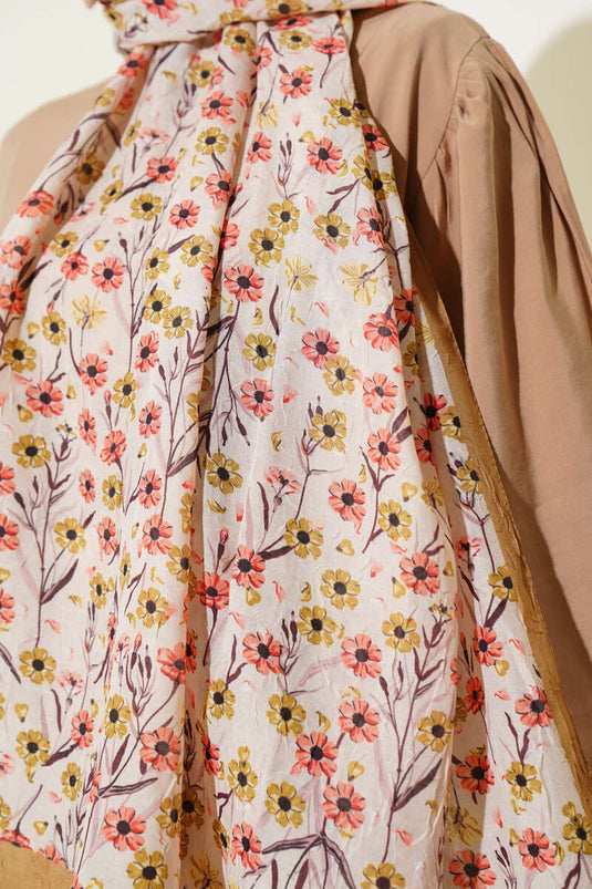 Bambus-Schal mit Gänseblümchenmuster, olivgrün