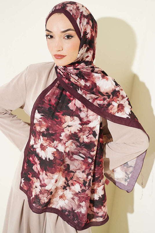 Sciarpa In Bambù Con Fiori Lilac