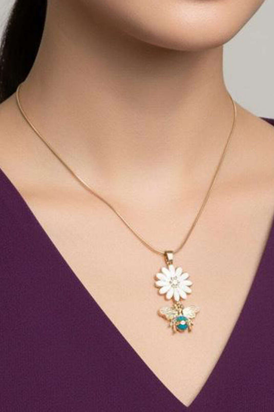 Daisy Stone Necklace Gold