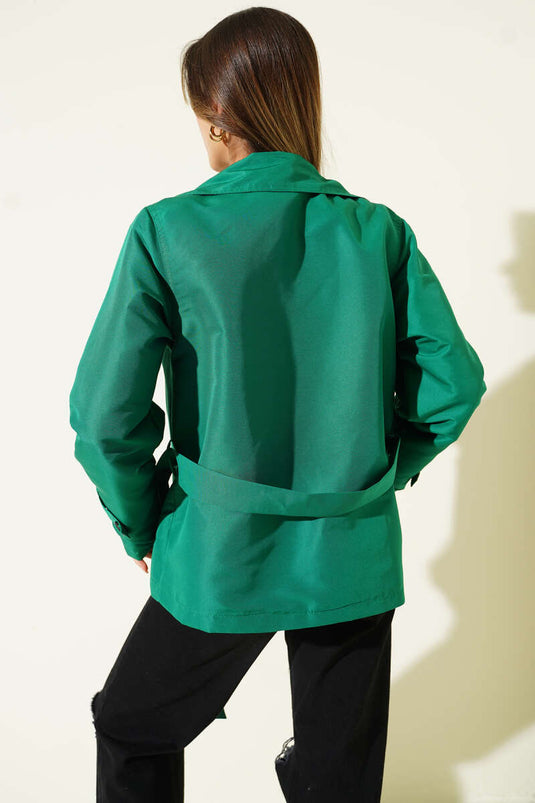 Kort trenchcoat met knopen en detailstukken Benetton