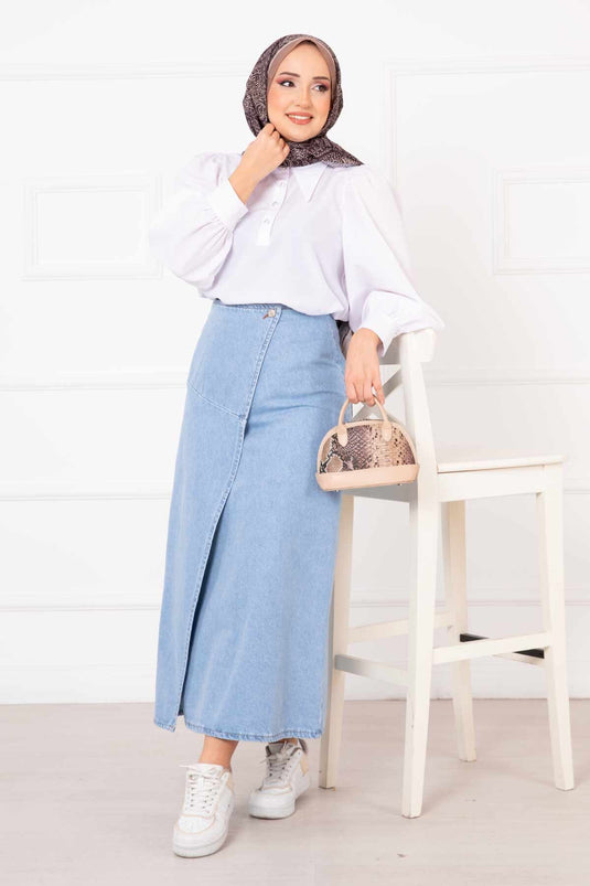 Jupe en jean bleu clair