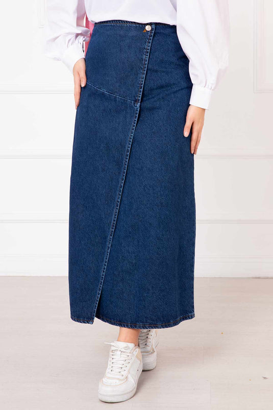 Jupe en jean bleu foncé