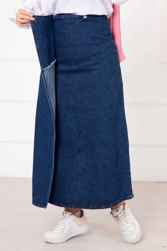 Jupe en jean bleu foncé