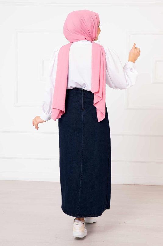 Piece Denim Skirt Navy Blue