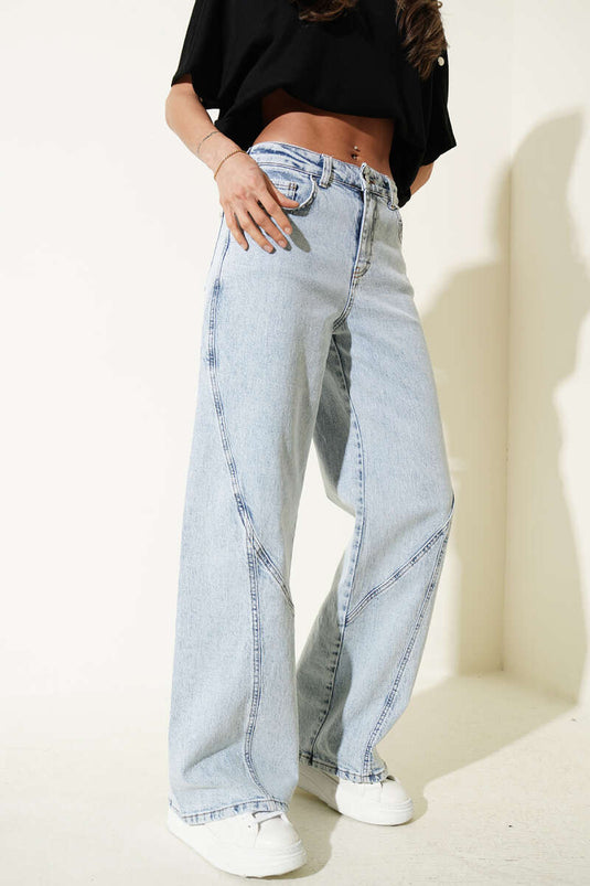 Pantalon en jean décontracté déchiré bleu glacier