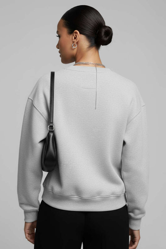 Sweat-shirt gris brodé Paris à 3 fils