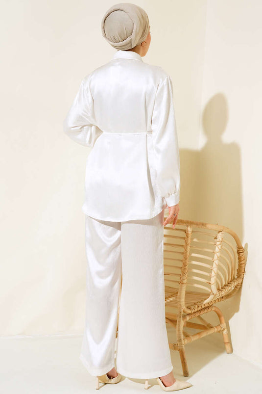 Tailleur Chemise Brillant Ecru