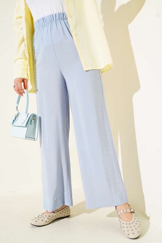 Pantalon en tissu aspect brillant bleu bébé