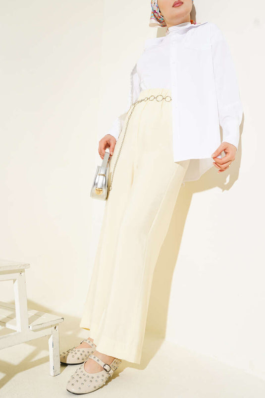 Shiny Fabric Trousers Yellow