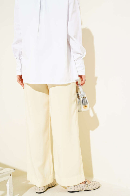 Shiny Fabric Trousers Yellow