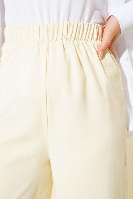 Shiny Fabric Trousers Yellow