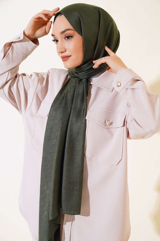 لامعة نمط الجاكار القطن شال الزمرد