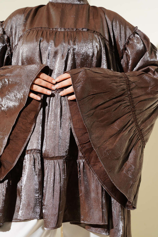 Tunique superposée brillante marron