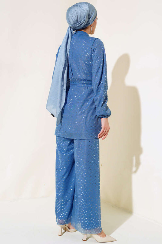 Ensemble double à pois brillants Indigo