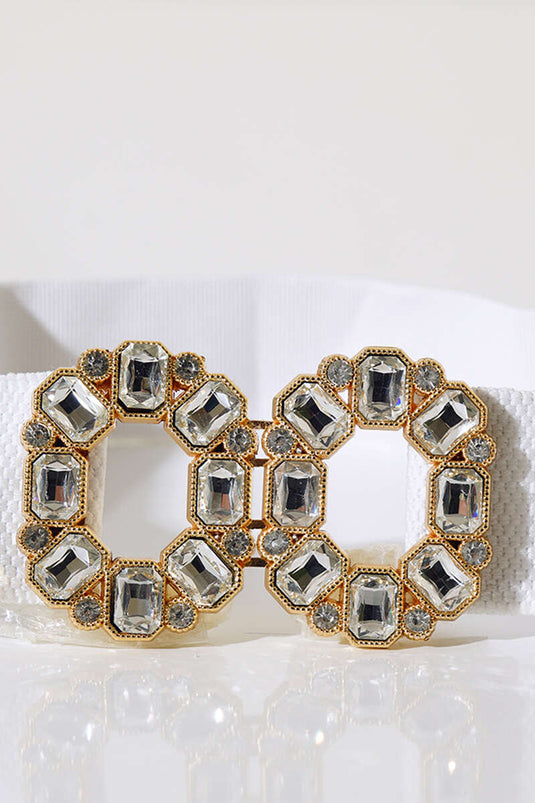 حزام مطاطي لامع باللون الأبيض