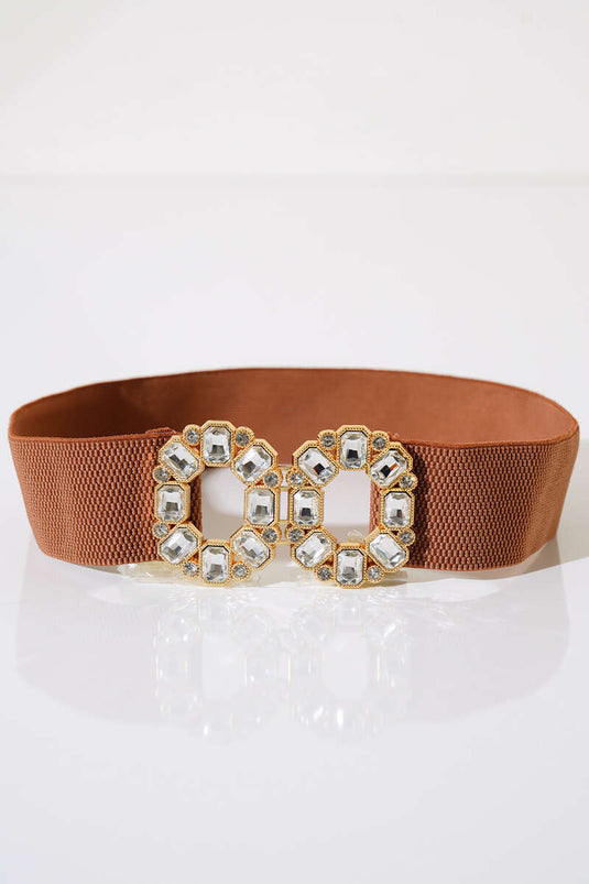 Ceinture élastique brillante couleur fauve