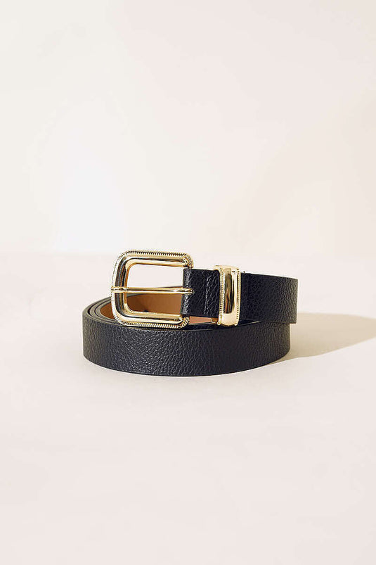 Ceinture brillante à boucle noire et or