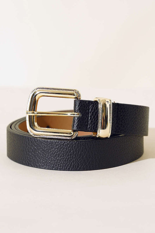 Ceinture brillante à boucle noire et or