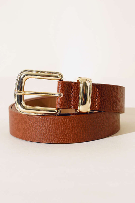 Shiny Buckle Belt Tan