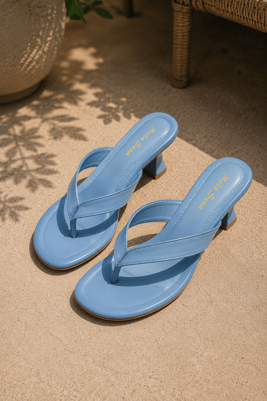 Sandalias De Tacón Con Dedo En Color Azul Bebé