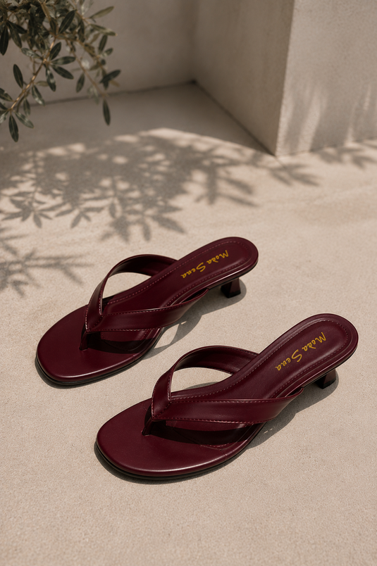 Sandales À Talon Bordo À Tige Postérieure